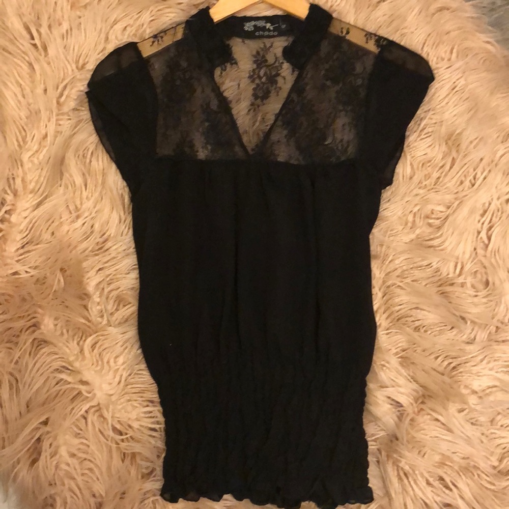 Chado black lace blouse, size small